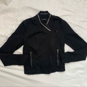 Armani Exchange Women XXS Black Sporty White Lined Jacket Zip Up